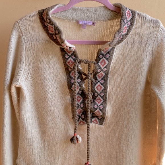 Calypso St. Barth Tami Wool Ivory Camel Hair Sweater Size Small - Picture 3 of 6